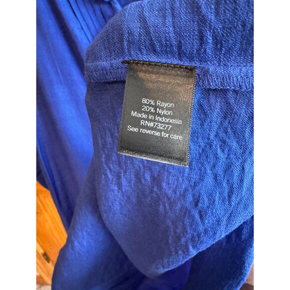 Simply Vera Vera Wang Cobalt Blue Pleated Tie-Neck Top 4X New w/ Tags - Picture 6 of 8